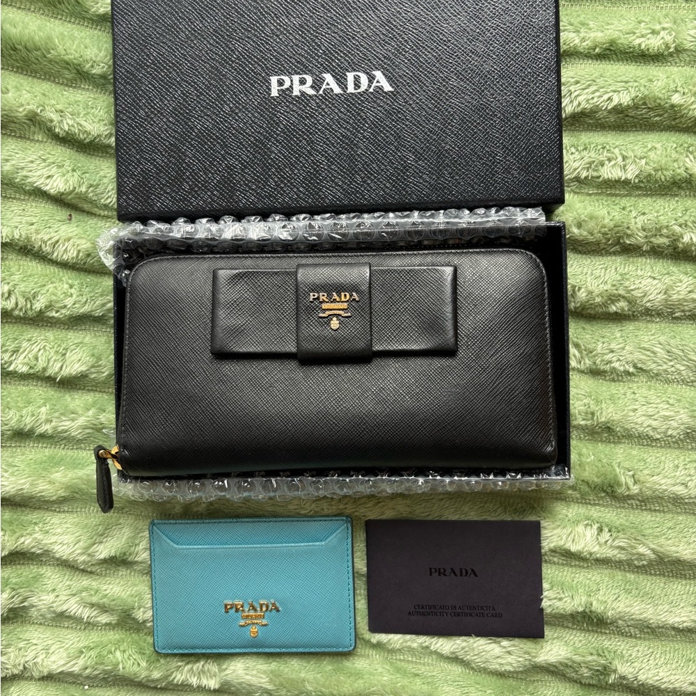 Prada Black Textured Leather Wallet